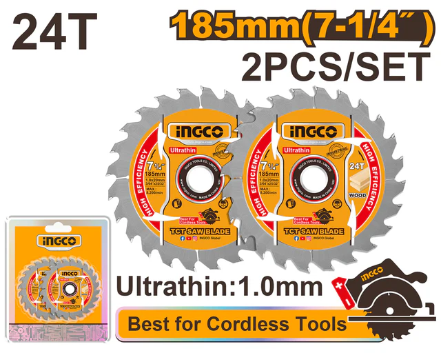Disco de corte de madeira com lâmina de serra TCT ultrafina de 7-1/4" para ferramentas sem fio TSB1853