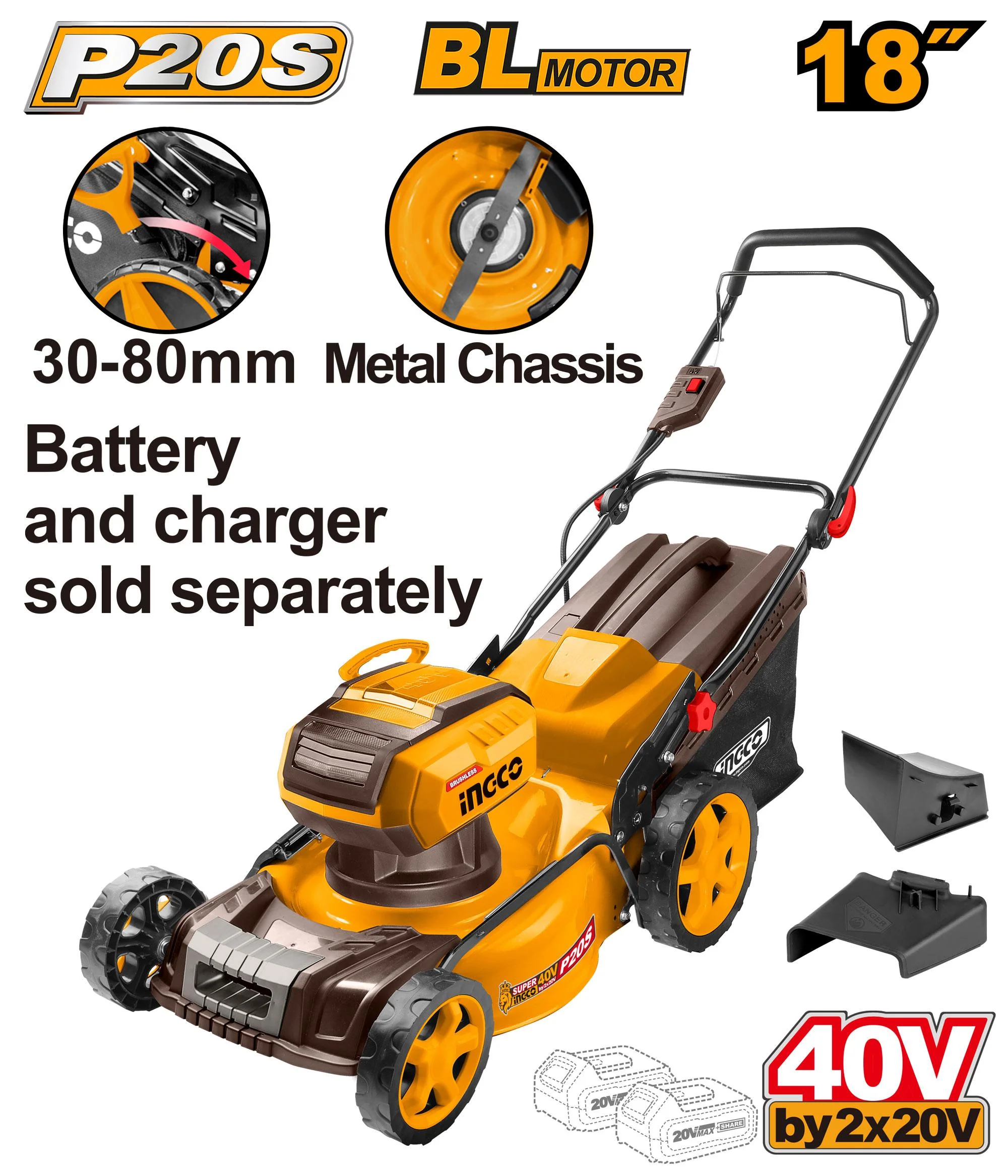Pacote de bateria de íons de lítio Ingco 20 V 6,0 Ah FBLI2060 