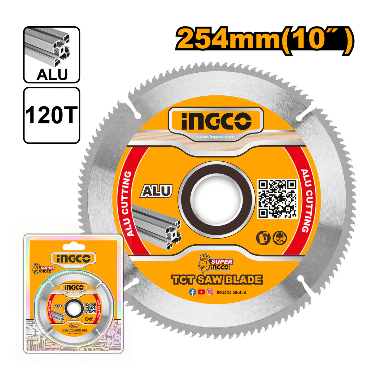 Lâmina de serra industrial TCT para corte de alumínio para serra circular de 10 polegadas 120T TSB3254212