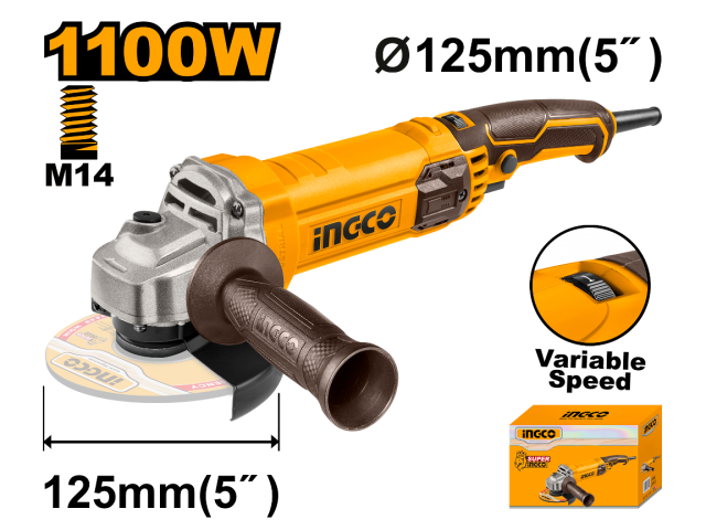 INGCO AG1100385 1100W REBARBADORA  DE VELOCIDADE VARIÁVEL 125MM